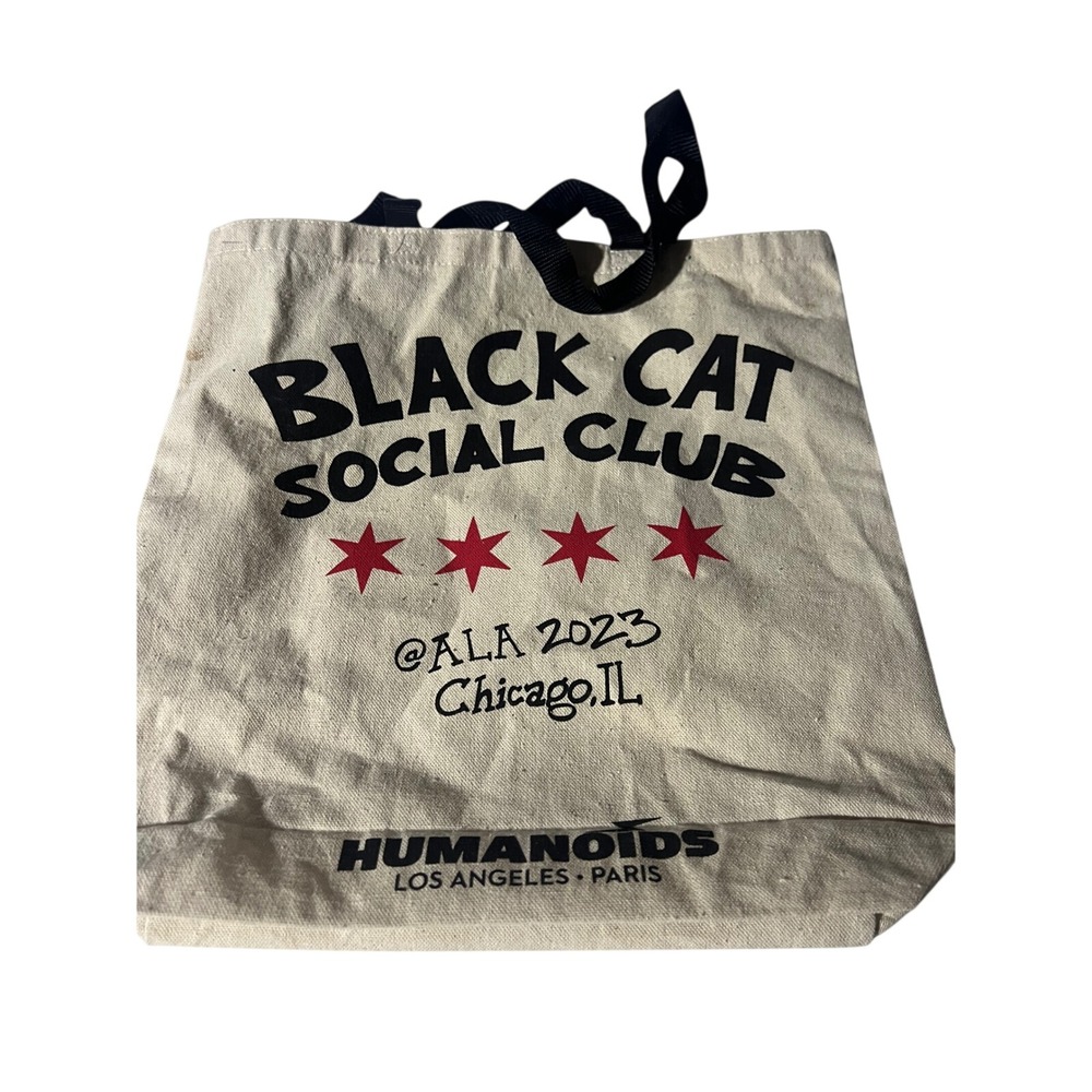 Humanoids Beige Canvas Bag Black Cat Social Club ALA 2023 Goth Witchy Collector